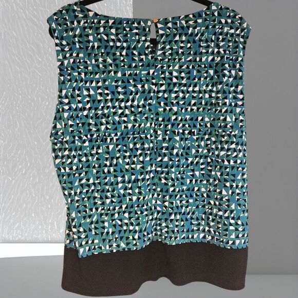 Calvin Klein sleeveless cowl neck teal & black blouse Plus Size- 2x - Picture 3 of 10